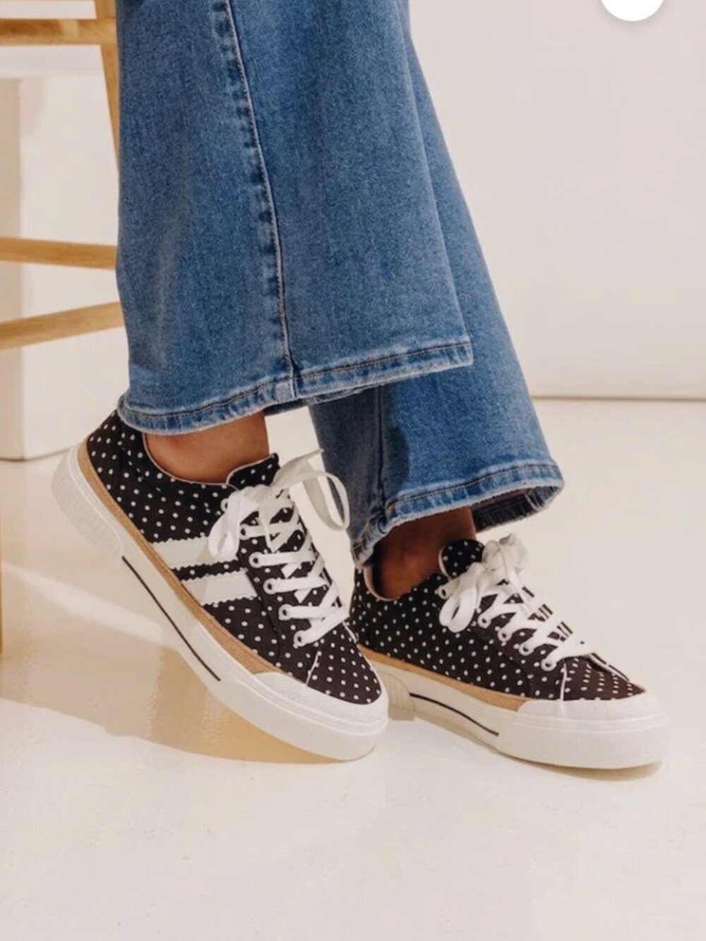 Impressions Thats Her Polka Dot Sneaker Black White Tennis Shoe Womens 11 NWOT
